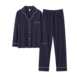 Pijama Mujer Sexy, Conjunto De Pijamas De Algodón Suave, Pantalones De Rebeca Azul Marino Creativos, Ropa De Dormir Lisa Transpirable, Conjuntos De Ro en oferta