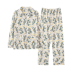 Pijama Mujer, Conjunto De Pijamas De Algodón Suave Novedad Margarita Flor Hojas Patrón Rebeca Pantalones Ropa De Dormir Transpirable Conjuntos De Ropa características