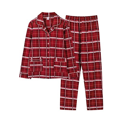 Pijama Mujer Sexy, Conjunto De Pijamas De Algodón Elegante Raya Creativa Patrón A Cuadros Pantalones De Rebeca Roja Ropa De Dormir Suave Y Transpirabl