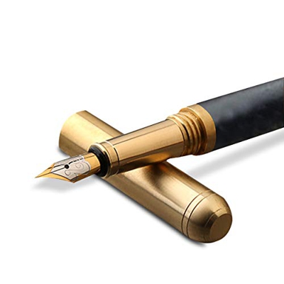 PORRASSO Pluma Estilográfica Pluma Fuente de Madera Hecho a Mano Fountain Pen Escribiendo Cómodo Regalo para Hombres Mujeres Sándalo Morado A