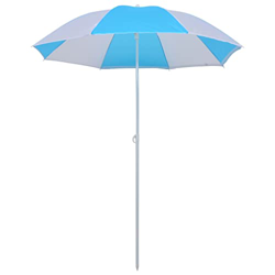 GOTOTOP Sombrilla de Playa para Niños, Sombrilla de Playa Azul Y Blanca para Piscina en oferta