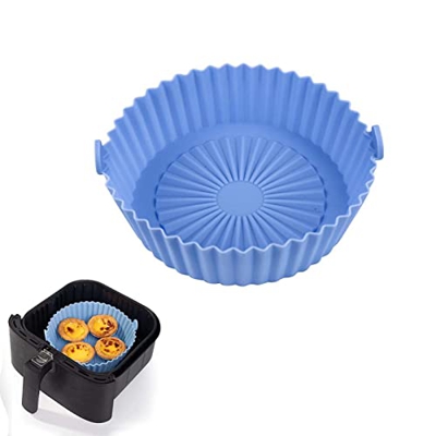 Air Fryer Silicone Baking Tray, Air Fryer Silicone Pot, Silicone Baking Tray for Air Fryer, Reusable Non-stick Air Fryer Silicone Liners Fits 6.5-8.5 