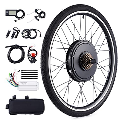 VIRIBUS Kit de Bicicleta Eléctrica con Pantalla LCD para Rueda Trasera 26’’ Kit de Conversión de Bicicleta Eléctrica de 5 Velocidades Kit de Motor de 