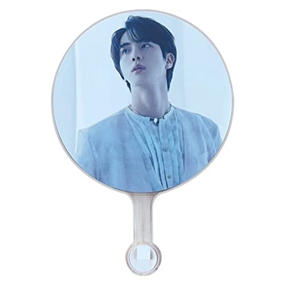 Elibeauty Kpop BTS - Ventilador de mano a prueba de BTS mini redondo, ventilador de verano transparente de PVC, accesorios para decoración del hogar (