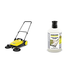 Kärcher S 4 Twin Barredora Manual con dos Cepillos Laterales, 2.400 m²/h, depósito 20 L (1.766-360.0) + Limpiador de piedra y fachadas 3in1 1L (6.295- en oferta