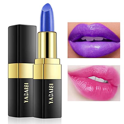 ZCSXK Lápiz Labial Azul Brillante | Lápiz Labial de Colores cambiantes de Temperatura mágica de aplicación rápida para Mujeres | Bálsamo Labial nutrit