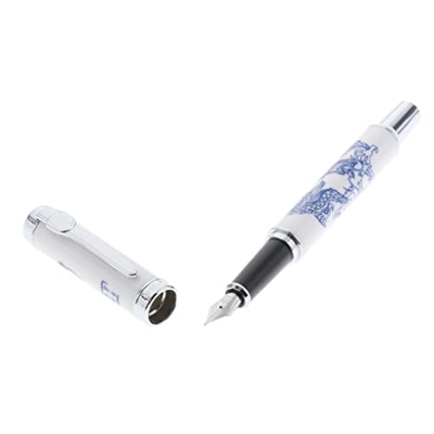 Harilla Estilográfica Elegante de Azul-Blanca de Bolígrafos de Tinta de Escritura
