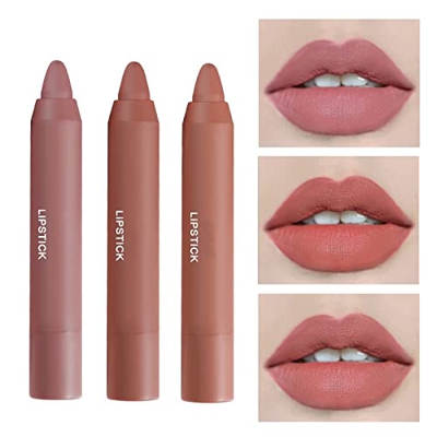 Jeputane 12 Colors Matte Lipstick Pen, Velvet Matte Crayon Lipstick Set, Waterproof Long-Lasting Moisturizing Lipstick Crayons, Lip Liner, Non-Stick L