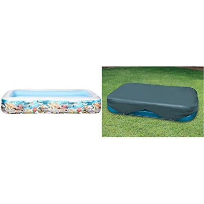 Intex 58485NP - Piscina Hinchable intex Tropical 305x183x56 cm - 1020 litros + 58412NP - Cobertor Rectangular Piscina 305 x 183 cm y 262 x 175 cm