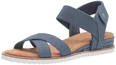 Skechers DESERT KISS PEAKS & VALLEYS, Sandalias para Mujer, Blue Canvas, 37 EU