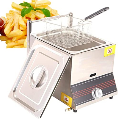 Freidora De Acero Inoxidable De 6 L/12 L, Freidora De Gas Comercial, Freidora De Aceite De Encimera Para Restaurante En Casa, Freidora De Aceite De En