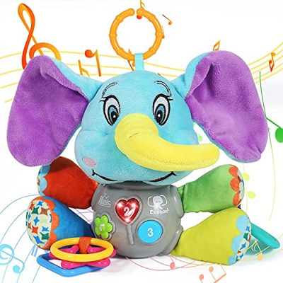 Bebé Recién Nacido Niño Niña Juguetes Regalos 0-12 Meses, Elefante de Peluche Luminoso Juguete Musical, Cunas Cochecitos Juguetes para Niñas de 1-2 Añ