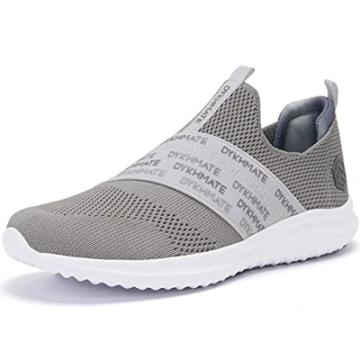 DYKHMATE Zapatillas de Running Mujer Zapatillas Deportivas Ligero Transpirables Malla Sneakers Fitness Atlético Slip On Rainbow Caminar Zapatos (Gris 