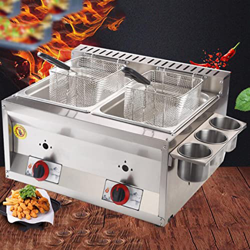 Freidora De Gas Comercial, Freidora De Acero Inoxidable De 16 L Con Cesta Para Freír Y Tapa, Calentamiento Rápido, Freidora De Aceite De Encimera Para en oferta