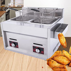Freidora De Gas Freidora Comercial Freidora De Acero Inoxidable, Freidora De Gas De 10l / 20l, Con Cesta Para Freír Y Tapa, Para Restaurante Hogar Par en oferta