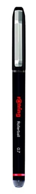 rOtring Bolígrafo Rollerball | Punta fina (0,7 mm) para escritura transparente | Tinta negra | 12 unidades