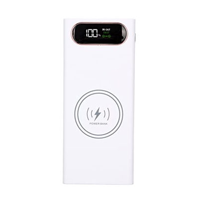 DOJR Caja de Batería del Banco 18650 del Poder, Exhibición Blanca Tipo-C del LCD del ABS de la Caja del Banco del Poder de DIY para los Teléfonos Móvi