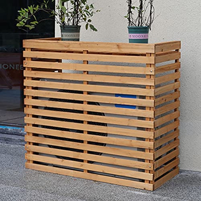 Ledpower Pantalla de Privacidad para Exteriores Cubierta de Aire Acondicionado de Madera, Valla de Aire Acondicionado Decorativa Recinto de Bote de Ba