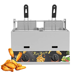 Freidora de gas for el restaurante de cocina casera, 1 1L/23L Gran capacidad, con cestas y tapa extraíbles, 304 acero inoxidable de grado alimenticio, en oferta
