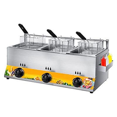 Freidora de la freidora Freidora, encimera de Acero Inoxidable de Acero Inoxidable de Peso Ligero Comercial Dos cuencas de 10 l Capacidad Machine de A