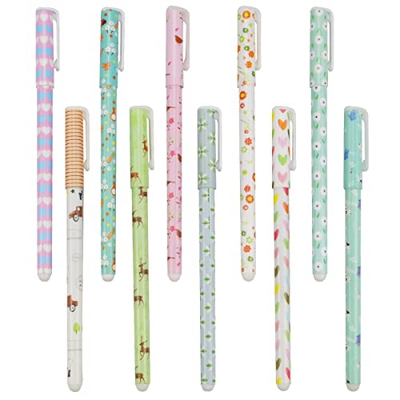 milaosk 10 Pcs Plumas de Gel Color 0,38 mm Bolígrafo de Gel Bolígrafo de Gel Colores Bolígrafo Neutro de Color Dibujos Animados para el Colegio la Ofi