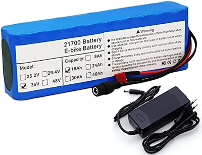 stdpcxz Batería Ebike De 36V 16Ah, Paquete De Batería De Litio para Bicicleta Eléctrica con Cargador De 42V 2A, para Motor De Scooter De Bicicleta Elé