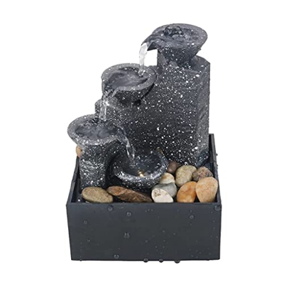 Office Desktop Fountain Flowing Water Ornaments Indoor Landscape Furnishings Irregular Stones LED Light Fountain for Living Room