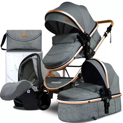 Silla de Paseo Silla de paseo en Bebé,Cochecito de recién nacido,Silla de paseo ligera hasta 25 kilos,Silla de paseo inglesina,Capazo de bebé (Grey)