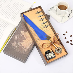 European British Wind Long Hair Leaf Pole Feather Pen, Five Replacement Nib (Color : F) (F) en oferta