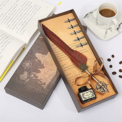 European British Wind Long Hair Leaf Pole Feather Pen, Five Replacement Nib (Color : F) (B) precio