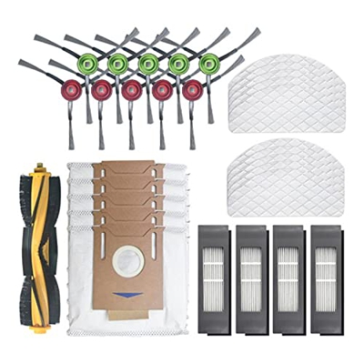 Apto for ecovacs deeebot OZMO T8 Barrido Robot Aspirador Cepillo Principal Cepillo Lateral Filtro Limpieza Desechable Mags Bolsas de Polvo (Color : Wh