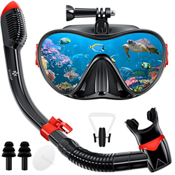 Juego de esnórquel profesional de gafas de buceo para adultos, incluye soporte de cámara de acción, antivaho y antifugas para buceo (rojo) en oferta