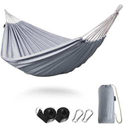 Anyoo Hamaca de Algodón para Jardín al Aire Libre Cama Portátil de Lona con Cuerdas para Acampar Peso Ligera con Bolsa para Jardín Patio Trasero Playa características