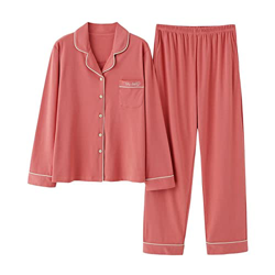 Pijama Mujer, Elegante Conjunto De Pijamas De Algodón Patrón De Rayas Creativas Pantalones De Rebeca Marrón Ropa De Dormir Suave Y Transpirable Conjun precio