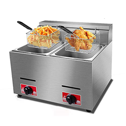 20L FRYERS Commercial, Gases de Doble Cilindro multifunción con 2 cestas de freír, encimera de Acero Inoxidable Grueso profundo/14265 precio