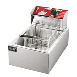 FETION Freidora Profunda eléctrica con Canasta y Tapa 250 0W 10L Máquina Comercial de Acero Inoxidable, freidora Francesa de encimera con Control de T en oferta
