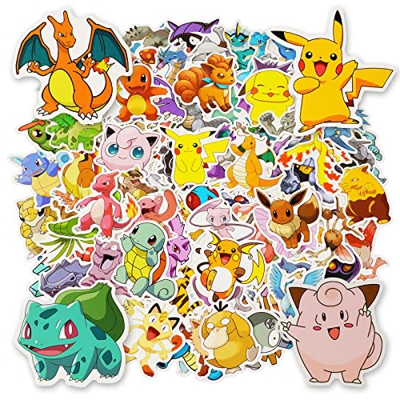 OSDUE 100 Pcs Pegatinas Paquete, Pikachu Lindos Impermeable Pegatinas, Pegatinas para Botellas de Agua Paquete, para Portátil, Monopatines, Funda de V
