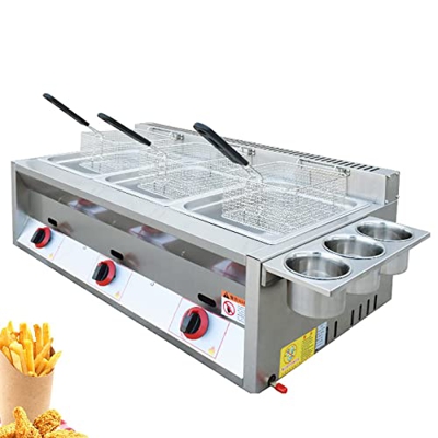 Freidora Profunda Profesional, Gas de Acero Inoxidable Freidora Profunda con Canasta y Tapa for el Restaurante Comercial Cooking Family Food Cooking14