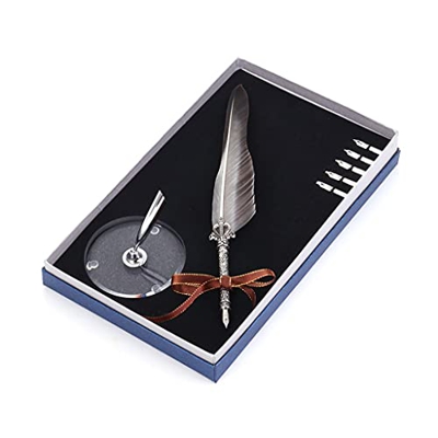 Feather Vintage Dip Water Fountain Pen Europe Marry Signing Pen Birthday Writing Supplies (Color : H) (G)