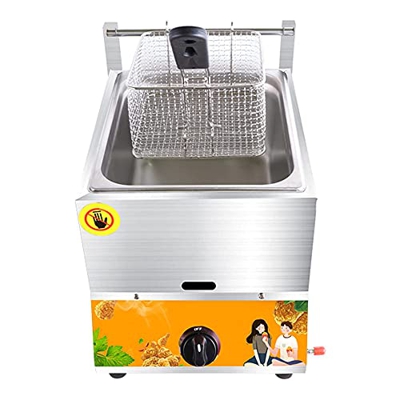 WZXCV Freidora a Gas, freidora de bocadillos de Acero Inoxidable con Canasta Desmontable, Potencia de Fuego Ajustable, Adecuada para Negocios en el ho