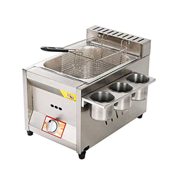 Freidora de gas profesional, freidora de acero inoxidable de tanque de alta capacidad con cucharada de canasta for restaurantes comerciales encimera d en oferta