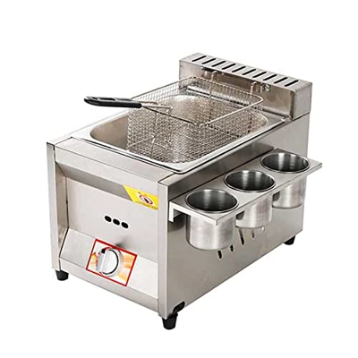 Freidora de gas profesional, freidora de acero inoxidable de tanque de alta capacidad con cucharada de canasta for restaurantes comerciales encimera d