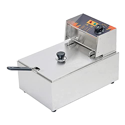 WZXCV Freidora Comercial, Olla eléctrica Doble de 5L/10L, Cesta Doble de Mesa y freidora eléctrica Pesada de Acero Inoxidable,Individual (Individual)