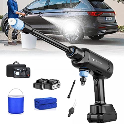 Desconocido Limpiador a presión inalámbrico, hidrolavadora portátil con Manguera de 10 m, batería de 75000 mAh, 4 l/min, Boquilla Ajustable 3 en 1, pa