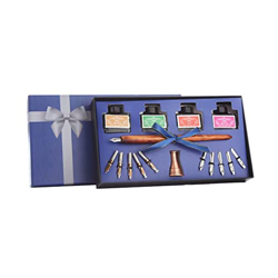 Wooden Caligraphy Dip Pen Hook Line Signature Fountain Pens with Ink Nibs Set Offices School Stationery Gift (Color : A) (A) características