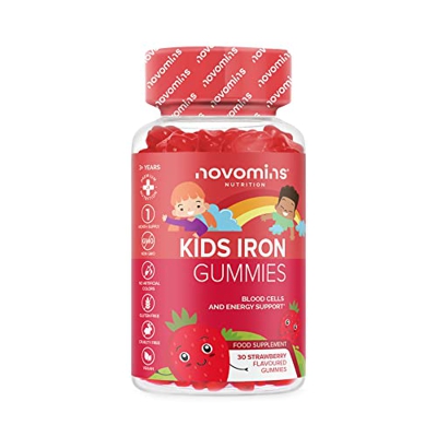 Novomins Gominolas Suplemento de Hierro para Niños – Hierro Suplemento para Niños – Energía y Sistema Inmunológico – Vegano – Vitaminas de Niños para 