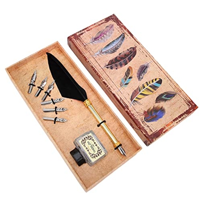 Bolígrafo de Pluma, Portalápices Dorado, Bolígrafo de Pluma Vintage de Peso Ligero para Estudiantes para Días Importantes para un Bonito Regalo para C