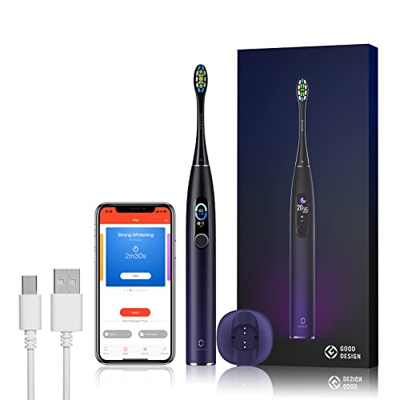 Cepillo eléctrico sónico para adultos, Oclean X Pro con 3 modos 32 intensidades opcionales, limpieza profunda 42.000 RPM con pantalla táctil LCD, 2 ho