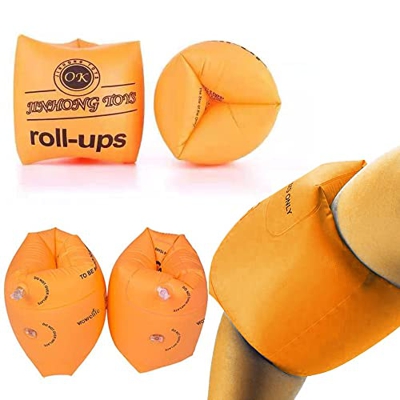 2 pares de manguitos hinchables flotadores flotadores para niños y adultos (naranja)