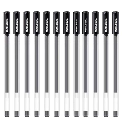 [Tigratigro] 12 bolígrafos de gel de 0,5 mm con punta de aguja, escritura hasta 850 metros (negro)